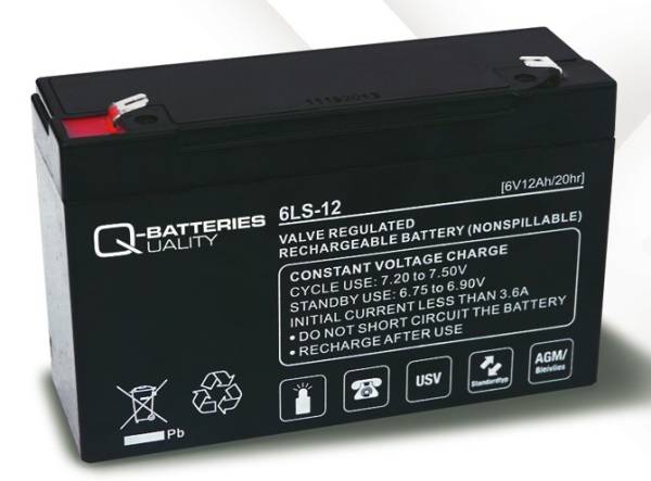 Quality-Batteries AGM LS-Typ 6V 12Ah - 6LS-12 Security